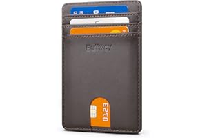 Buffway Mens Slim Wallet, Minimalist Thin Front Pocket Leather Credit Card Holder with RFID Blocking for Work Travel