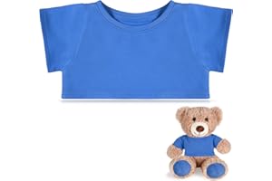 RoundFunny Bear Tee Shirt Fit 14-18inch Bear Clothes Stuffed Animal Clothes Shirt Basic Stuffed Bears Dolls Shirt, Blue