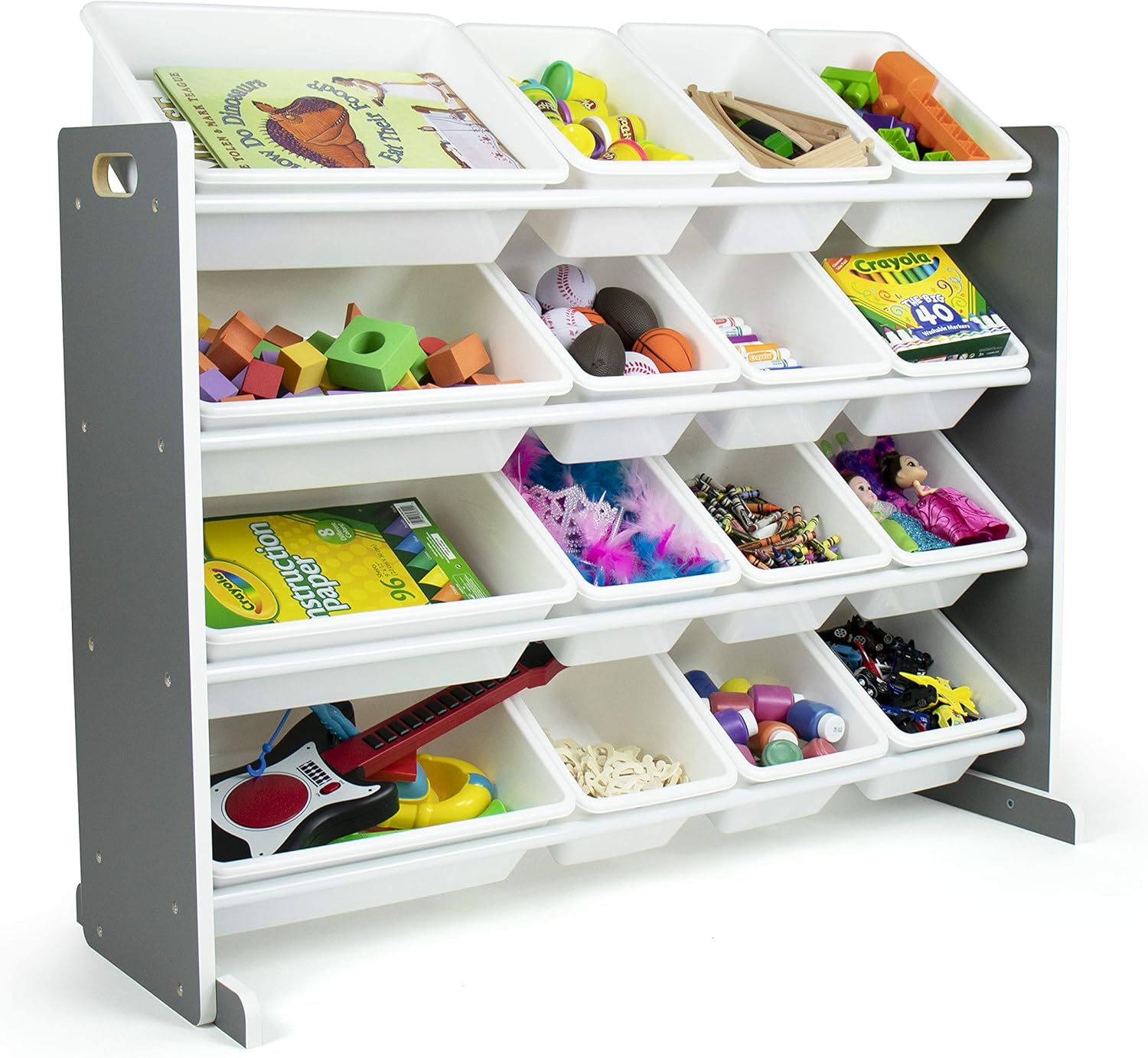 grey and white toy organizer