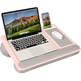 LAPGEAR Home Office Pro Lap Desk with Wrist Rest, Mouse Pad, and Phone Holder - Pink - Fits up to 15.6 Inch Laptops - Style N
