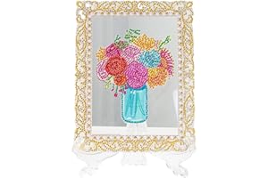 DOTZSO 5D Diamond Painting Kits for Kids with Acrylic Frame Easy Flowers Diamond Painting Full Drill Diamond Art kit Ages 6-8 - 10-12 Full Drill Gem Painting for Beginners 9.8X7.8 inch