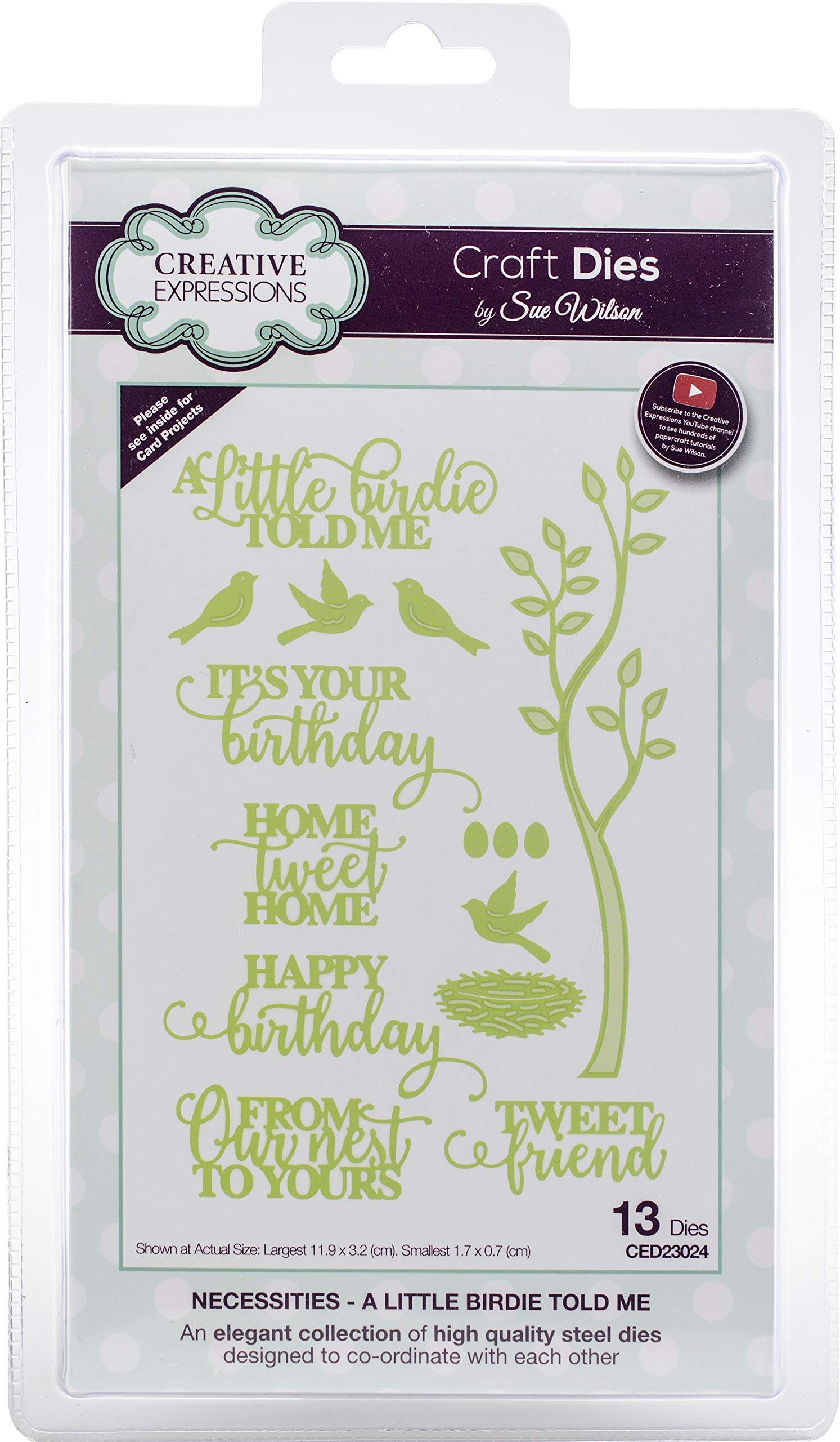 Sue Wilson Necessities Collection A Little Birdie Told Me Die Set, Metal, Silver, 23 x 13.5 x 0.6 cm