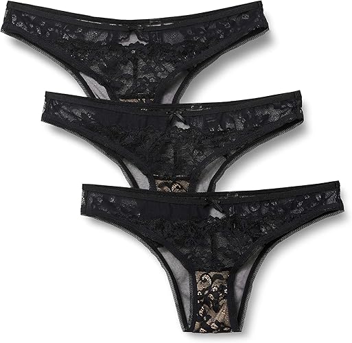 Amazon Brand Iris & Lilly Women's Lace Brazilian Knickers, Pack of 3