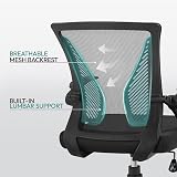 Yaheetech Ergonomic Mesh Office Chair with Flip-Up Armrests Black view 3
