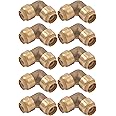 SharkBite 1/2 Inch 90 Degree Elbow, Pack of 10, Push to Connect Brass Plumbing Fitting, PEX Pipe, Copper, CPVC, PE-RT, HDPE, U248LFCP
