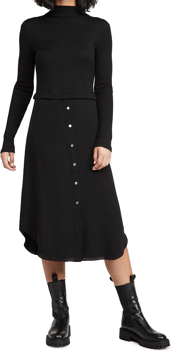 Theory Women's Long Sleeve Combo Dress 