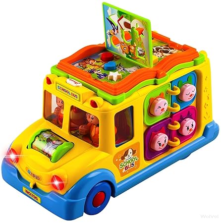 Toyshine Intellectual School Bus Activity Toy Vehicle with Music, Sounds, and Lights
