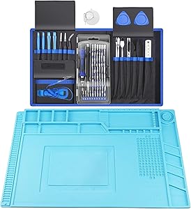 XOOL 80 in 1 Precision Screwdriver Set & Heat Insulation Silicone Repair Mat(17.79''×11.69''), Professional Electronics Repair Tool Kit for Repair Cell Phone, iPhone, iPad, Watch, Tablet, PC, MacBook