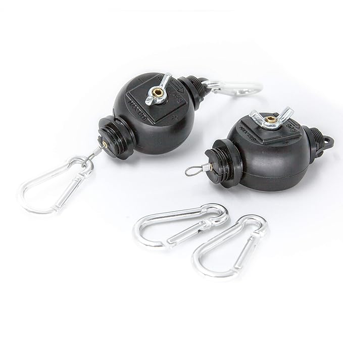 Easy Rolls mit Drahtseil stufenloses Aufhängen von Lampen/Reflektoren Ventilatoren Lüftern inkl 4 Karabinerhaken -2 Stück Eas