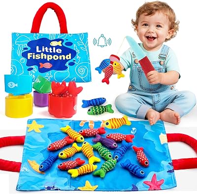 DQMOON Montessori Fishing Game 10 in 1 Soft Fabric Toy 6m+