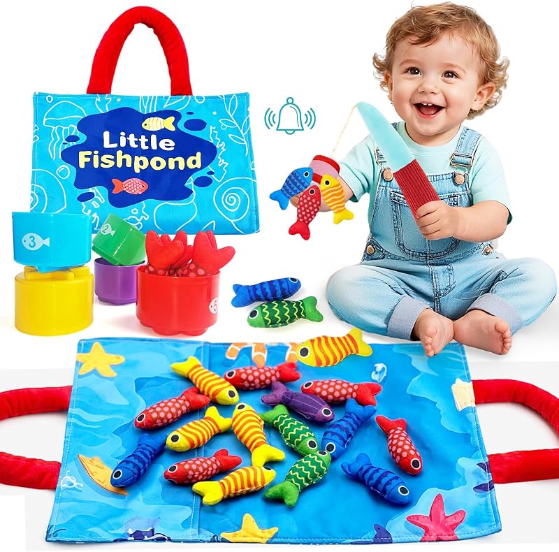 DQMOON Montessori Fishing Game 10 in 1 Soft Fabric Toy 6m+