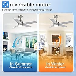 42 Inch Nickel Ceiling Fan with Light and Remote