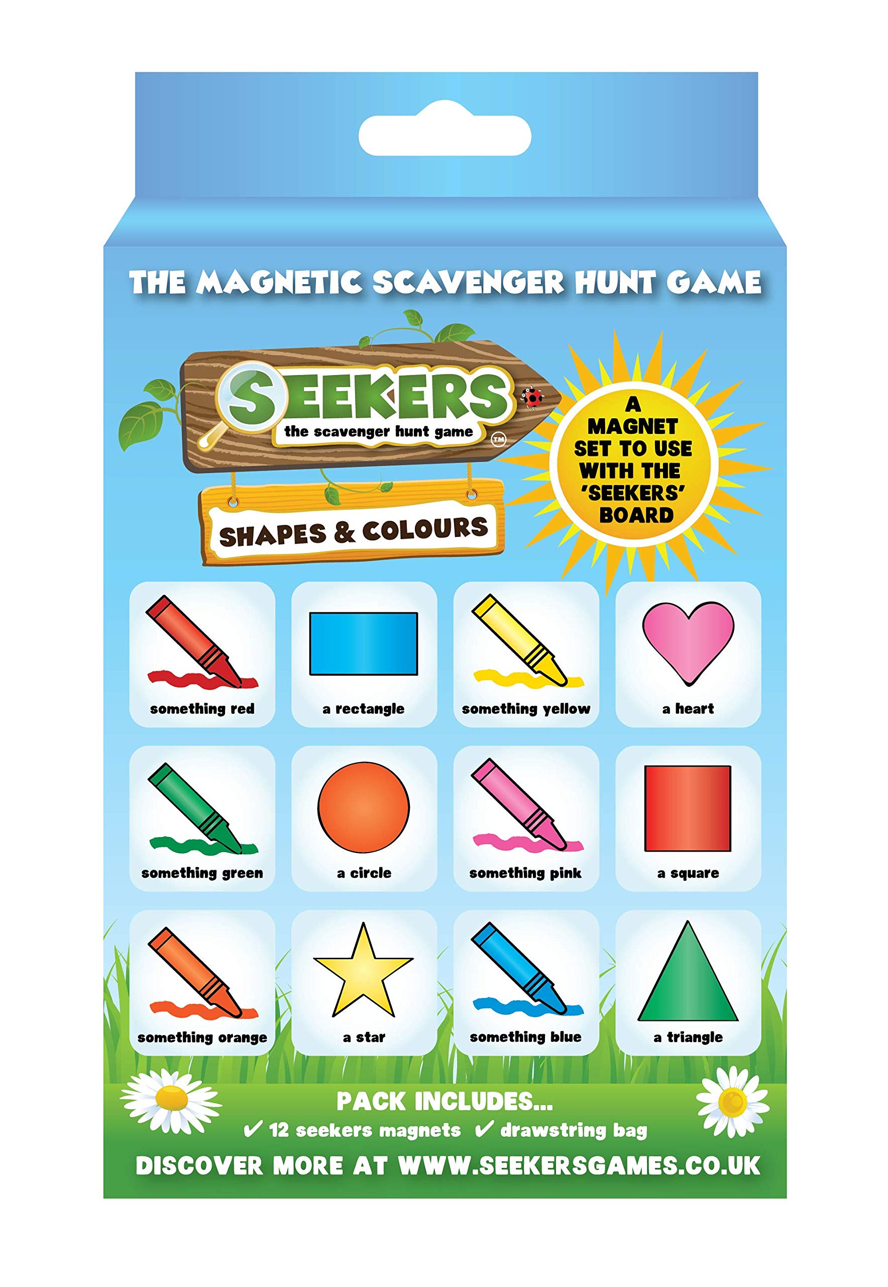 SEEKERS Scavenger Hunt Game [Shapes and Colours] Add-On Pack. Fun For Children All Ages For Camping, Travel, Road Trips or Indoor/Outdoor Treasure Hunt Games for Kids. Magnetic Board Sold Separately.