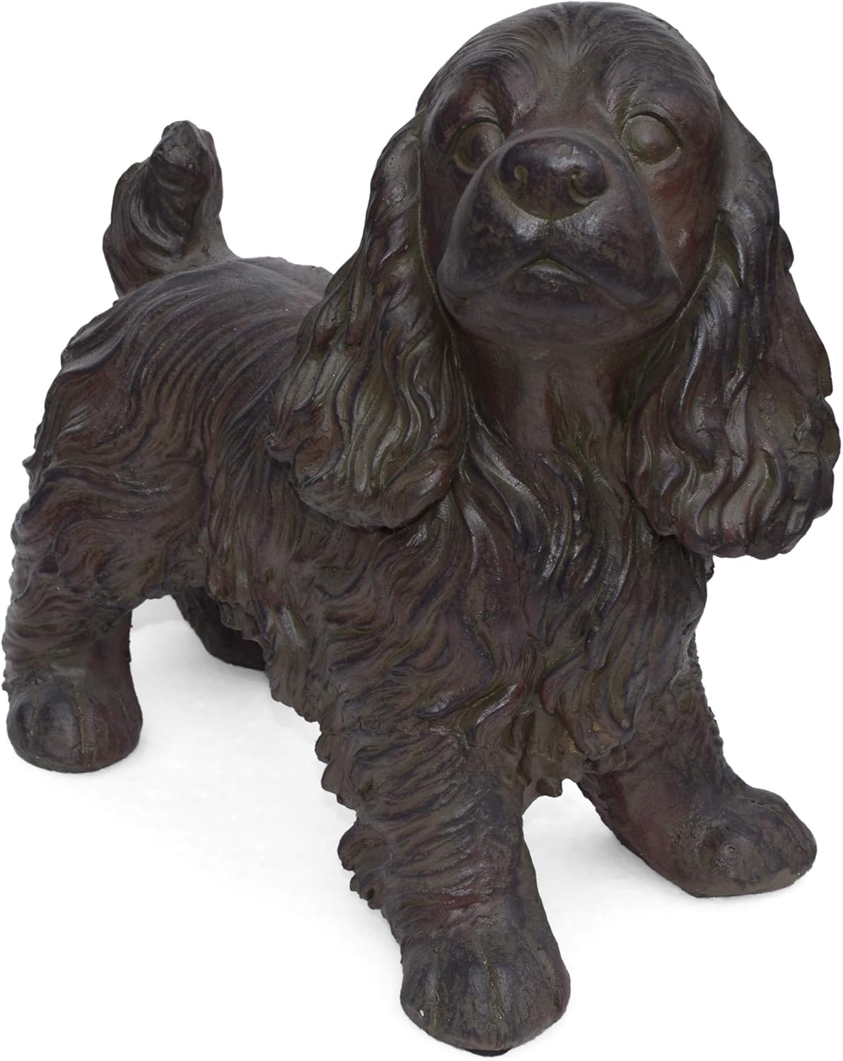 Christopher Knight Home 309256 Messiah Outdoor Cocker Spaniel Dog Garden Statue, Brown Finish