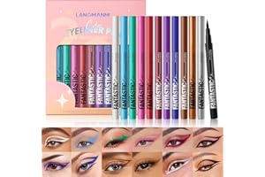 LANGMANNI 12 Colors Matte Liquid Eyeliner Set, Neon Colorful Pigmented With Long-lasting, Smudgeproof & Waterproof Eye Liner Makeup for Bold & Stunning Looks - Gift for Girls