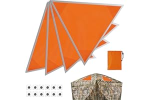 NIUYHE Blaze Orange Safety Panel, 4Pcs Magnetic Hunting Safety Panels for Ground Blinds with Reflective Strips and 12 Buttons, 150sq in Coverage, High Visibility for Outdoor Equipment Tents, Backpacks, etc