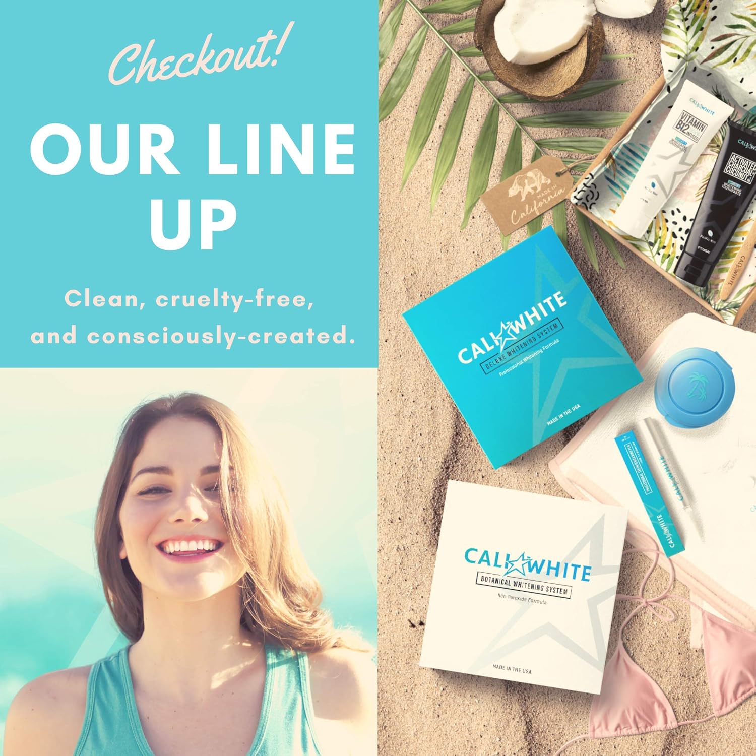 Cali White Activated Charcoal & Organic Coconut Oil Teeth WHITENING Toothpaste, Made in USA, Best Natural Whitener, Vegan, Fluoride Free, Sulfate Free, Organic, Black Tooth Paste, Pacific Mint (4oz) : Health & Personal Care
