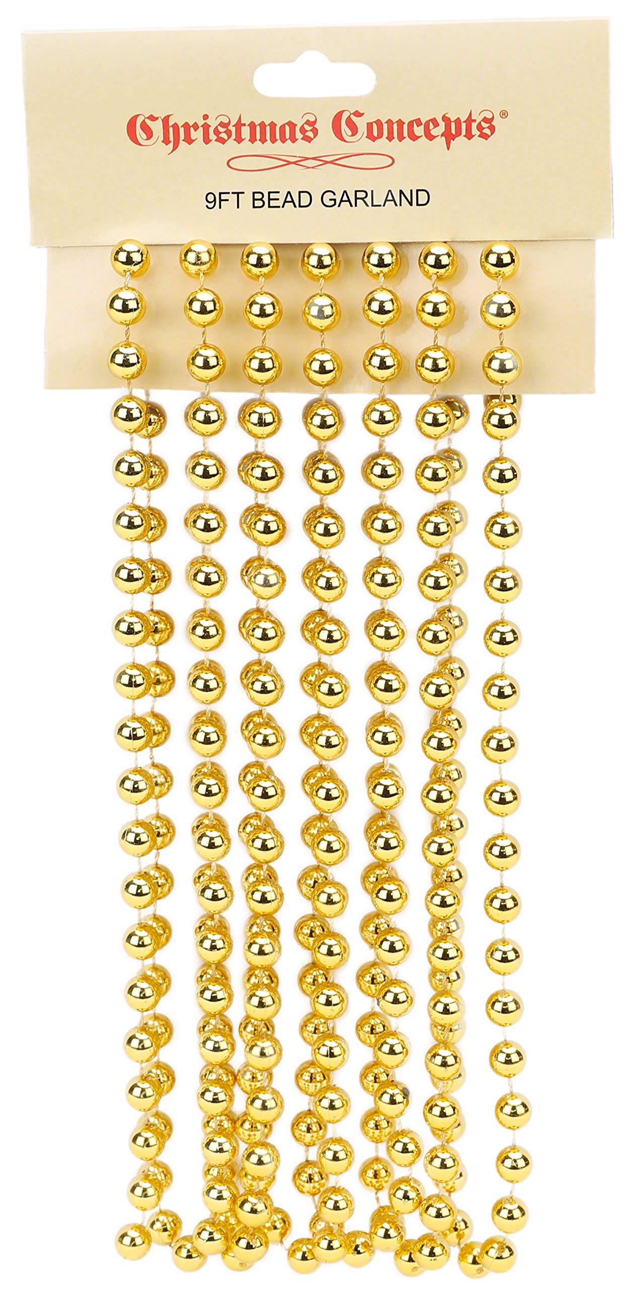 Christmas Concepts® 9ft Christmas Bead Chain - Christmas Bead Garlands - Decorations (Gold)