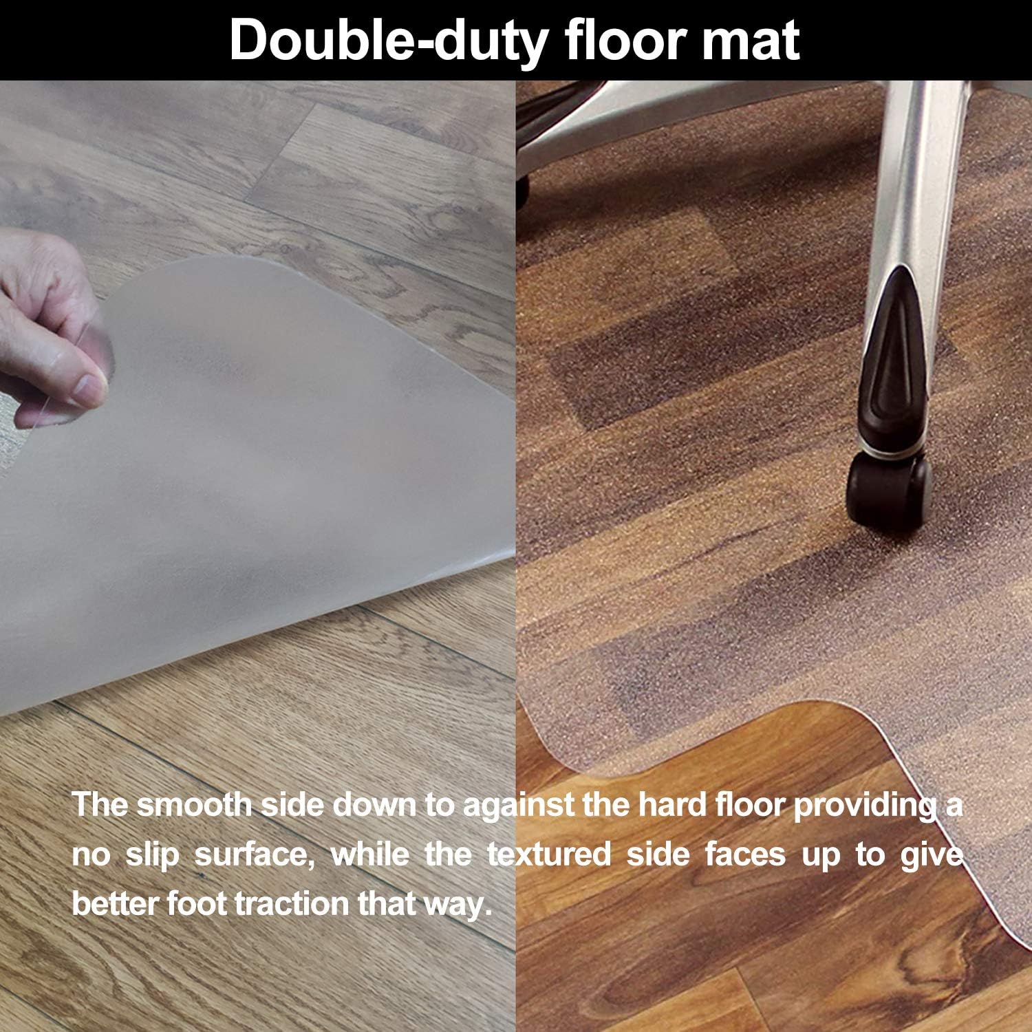 Office Chair Mat for Hardwood Floor with 35''×47'', Tile Floor Protector PVC Transparent, Heavy Duty Clear Wood, Polyethylene Hard Floor Mat for Computer Desk : Office Products