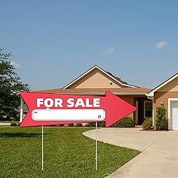 For Sale Red Arrow Signs with Stakes-16 x 5 in