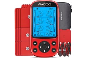 AVCOO Dual Channel TENS Unit Muscle Stimulator, 3-in-1 EMS TENS Machine with 24 Modes & 40 Levels, Rechargeable EMS Massager for Neck, Shoulder, Sciatica & Back Pain Relief with 12 Pads, EVA Case