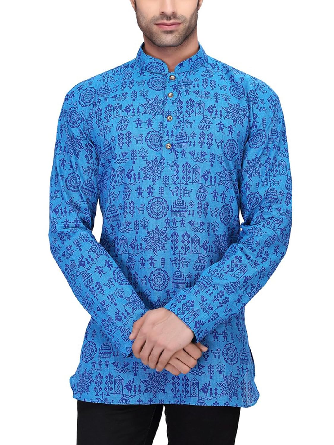 rg designers men's full sleeve short kurta d6578bluewarli &hellip;