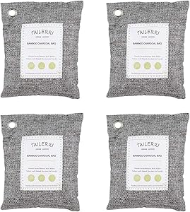 TAILERRI Bamboo Charcoal Air Purifying Bag, Activated Charcoal Bags, Car Air Freshener, Odor Absorber, Odor Eliminators for Home, Pets, Closet, Basements (4X80)