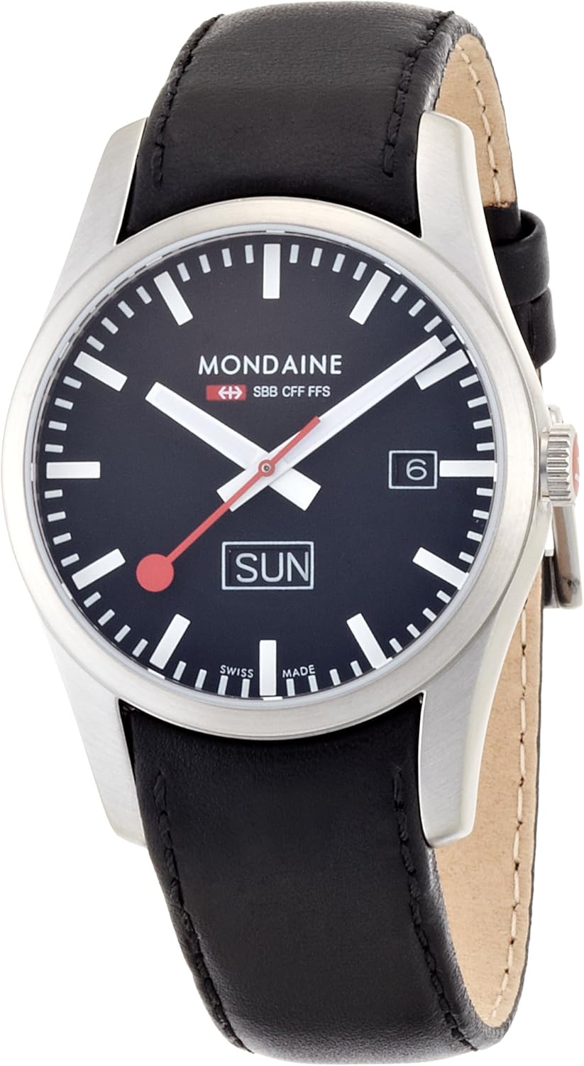 Mondaine A667.30340.14SBB - Reloj de Caballero de Cuarzo (Suizo), Correa de Piel Color Negro