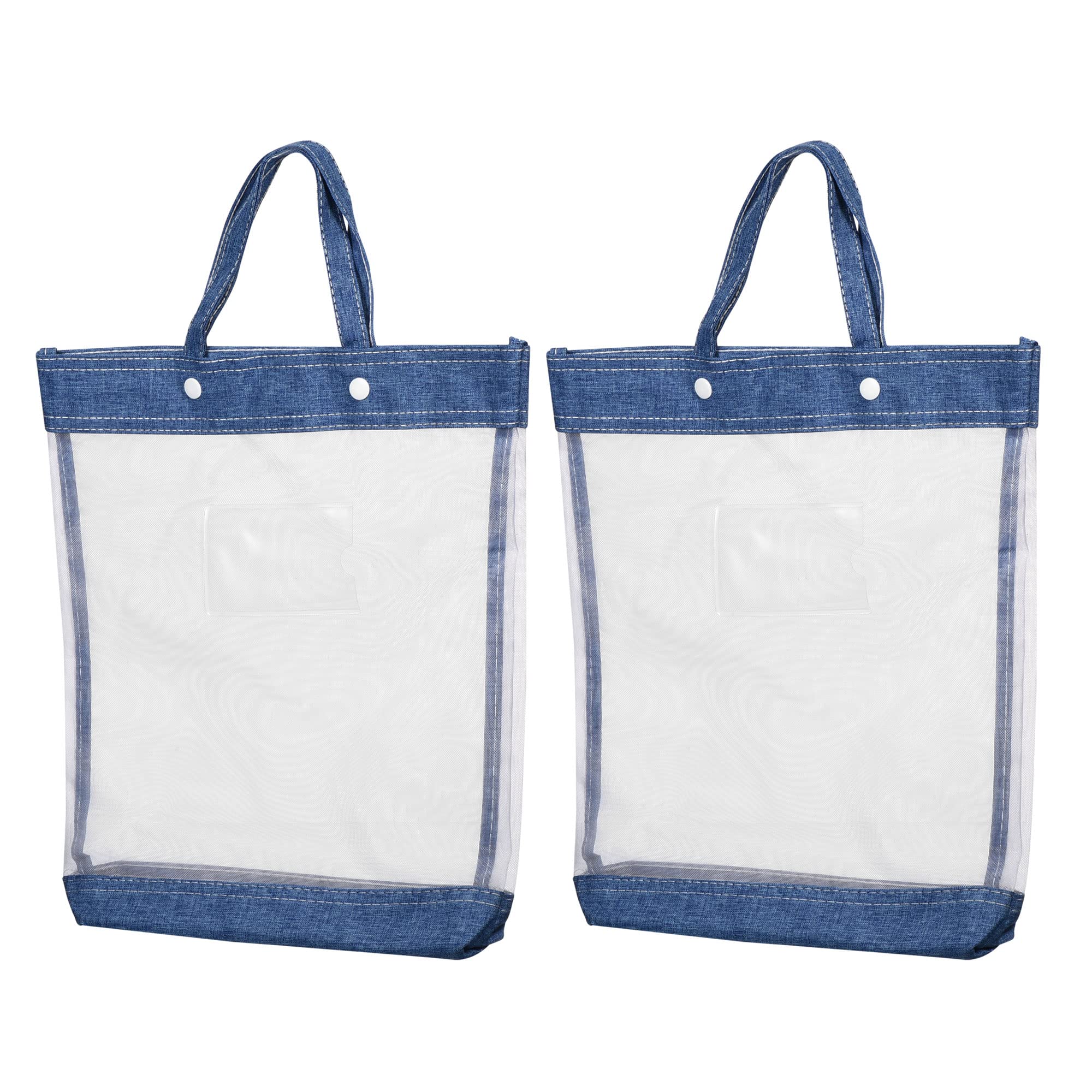 PATIKIL Nylon Document Bag with Handle, 2 Pack Mesh Transparent Handbag Files Tote Pouch for Office Business, Blue