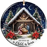 Rigufu Christmas Nativity Scene Ornament - 2025 Religious Christmas Decoration, Perfect for Christian Women | Ceramic Ornament for Christmas Tree