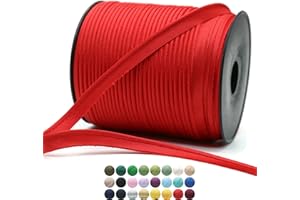 JACOB BICERRI Red Satin Piping Trim - 10 Yards - 25+ Colors - Satin Shiny Double Fold Piping Bias Tape Binding Lip Cord Welting Cord with Spool for Sewing Clothing Trimming Upholstery SP264910…
