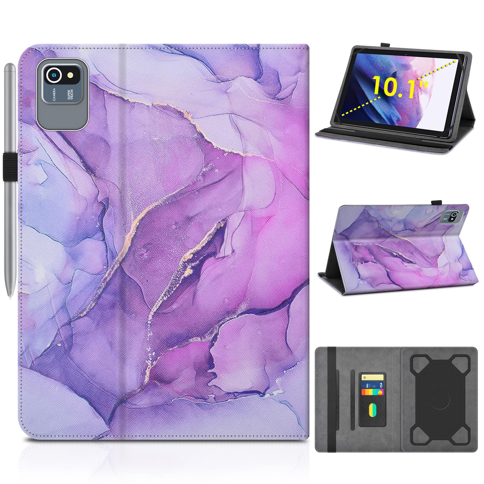 Photo 1 of DETUOSI Universal 10 inch Tablet Case for ECOPAD ?TH-KK12C, Aiprotablet K10, MEIZE ?D115, Jeazans KT1016, COLORROOM CP30 10.1" Tablet, Folio Leather Protective Cover,2-Angle Viewing Stand,3 Card Slots