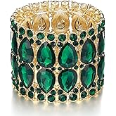 EVER FAITH Wedding Prom Jewelry Austrian Rhinestones Double Layers Teardrop Elastic Stretch Bracelet for Women