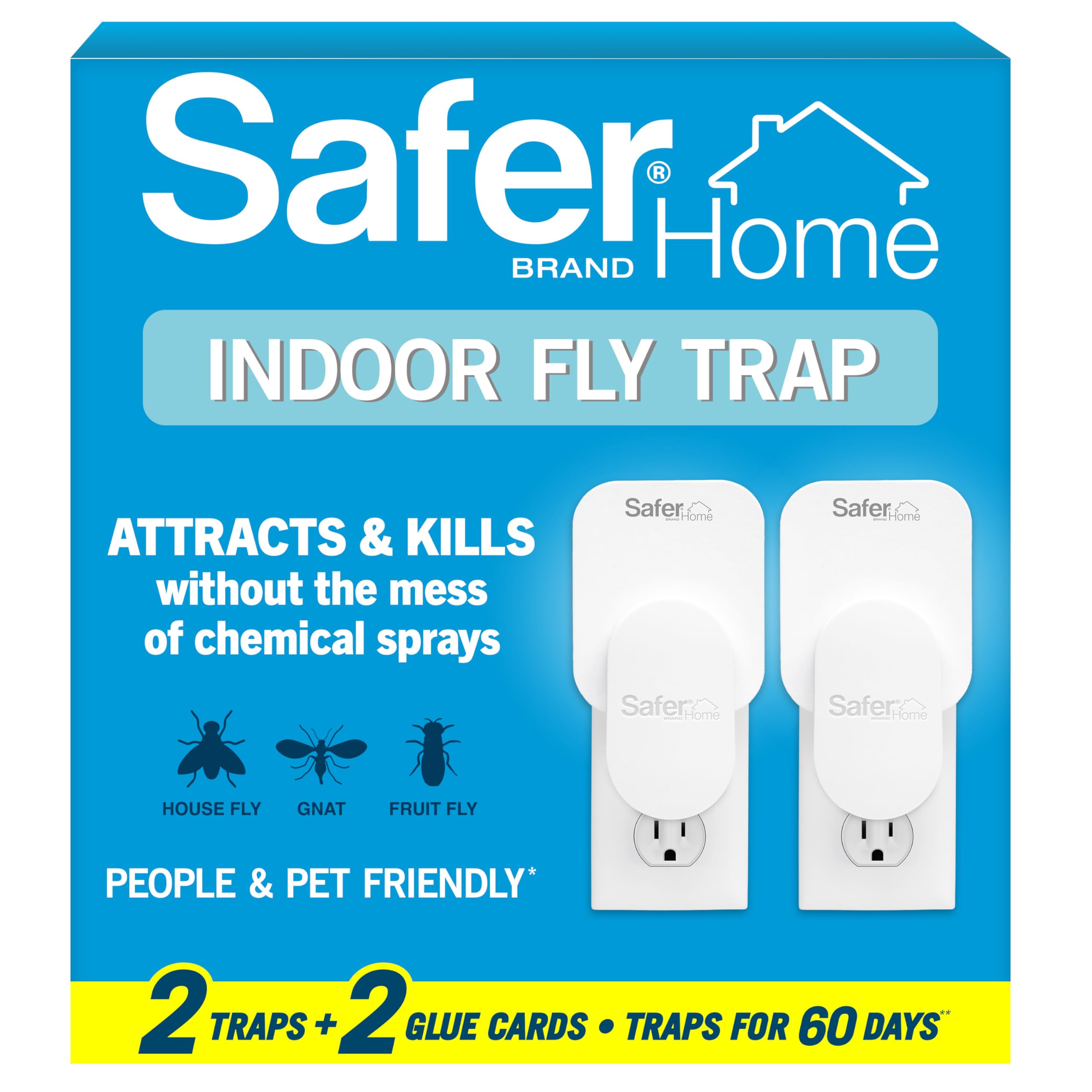 Photo 1 of Safer Home Indoor Plug-in Fly Trap - SH502-2SR - Effective Fruit Fly Traps for Indoors, Gnat Traps for House Indoor, 800 Total Sq Ft Protection - 2 Devices + 2 Glue Cards