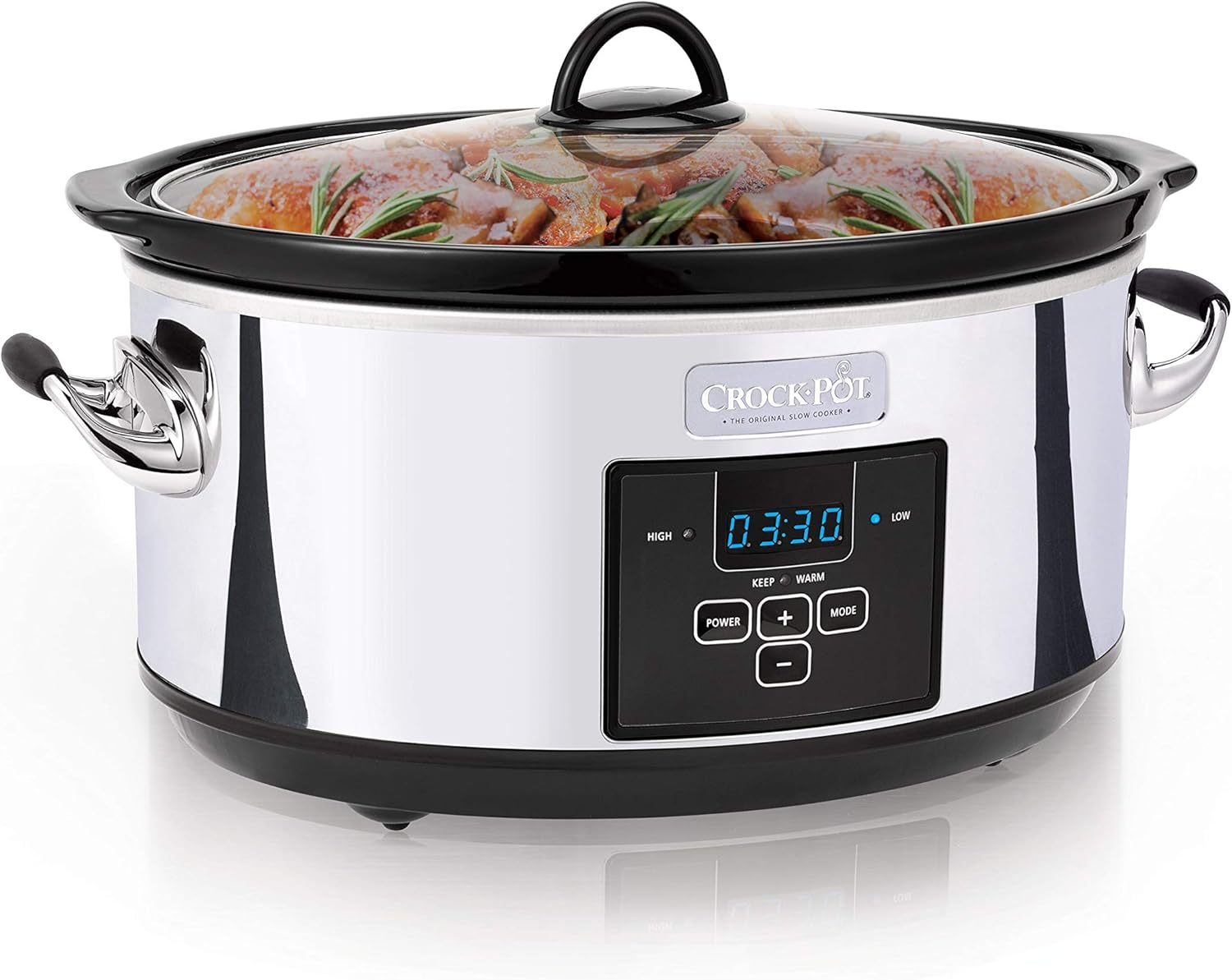 Crock-Pot 7 Quart Programmable Slow Cooker with Digital Countdown Timer|Polished Platinum: Kitchen & Dining
