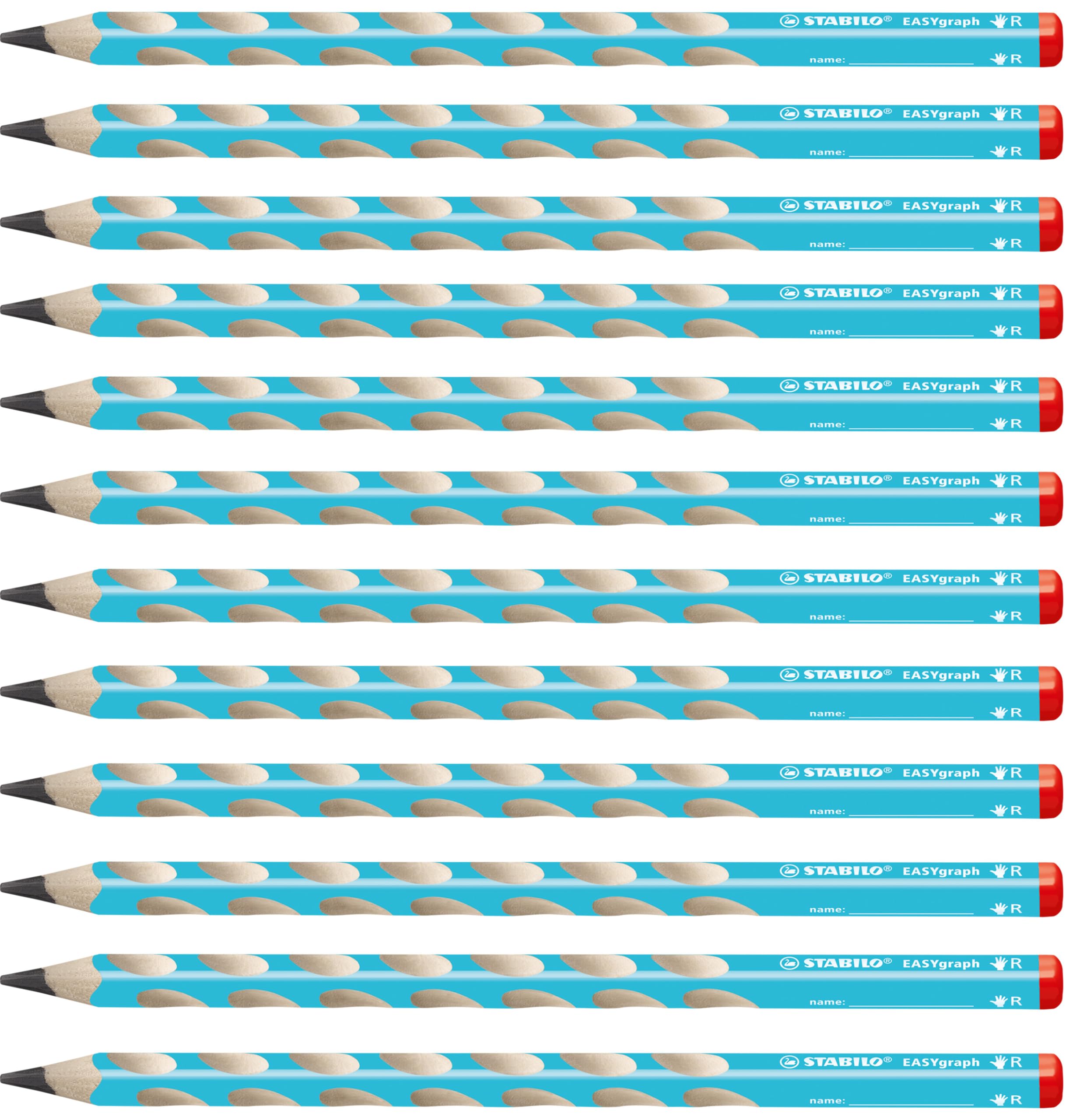 STABILO Ergonomic Graphite Pencil EASYgraph - Right-Handed - Blue - Pack of 12-2B