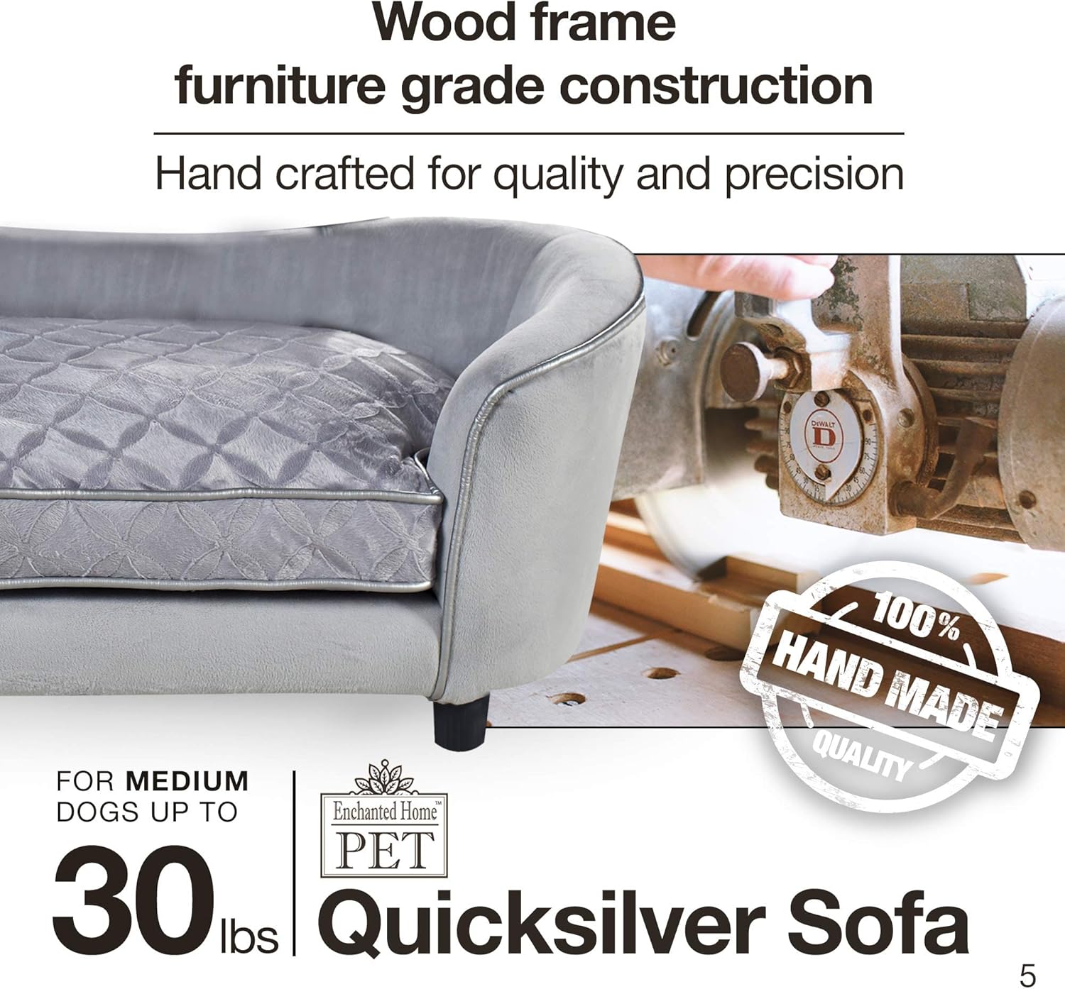 Enchanted Home Pet Quicksilver Pet Sofa Bed, 34 by 3 by 15.5-Inch, Silver : Pet Furniture : Pet Supplies