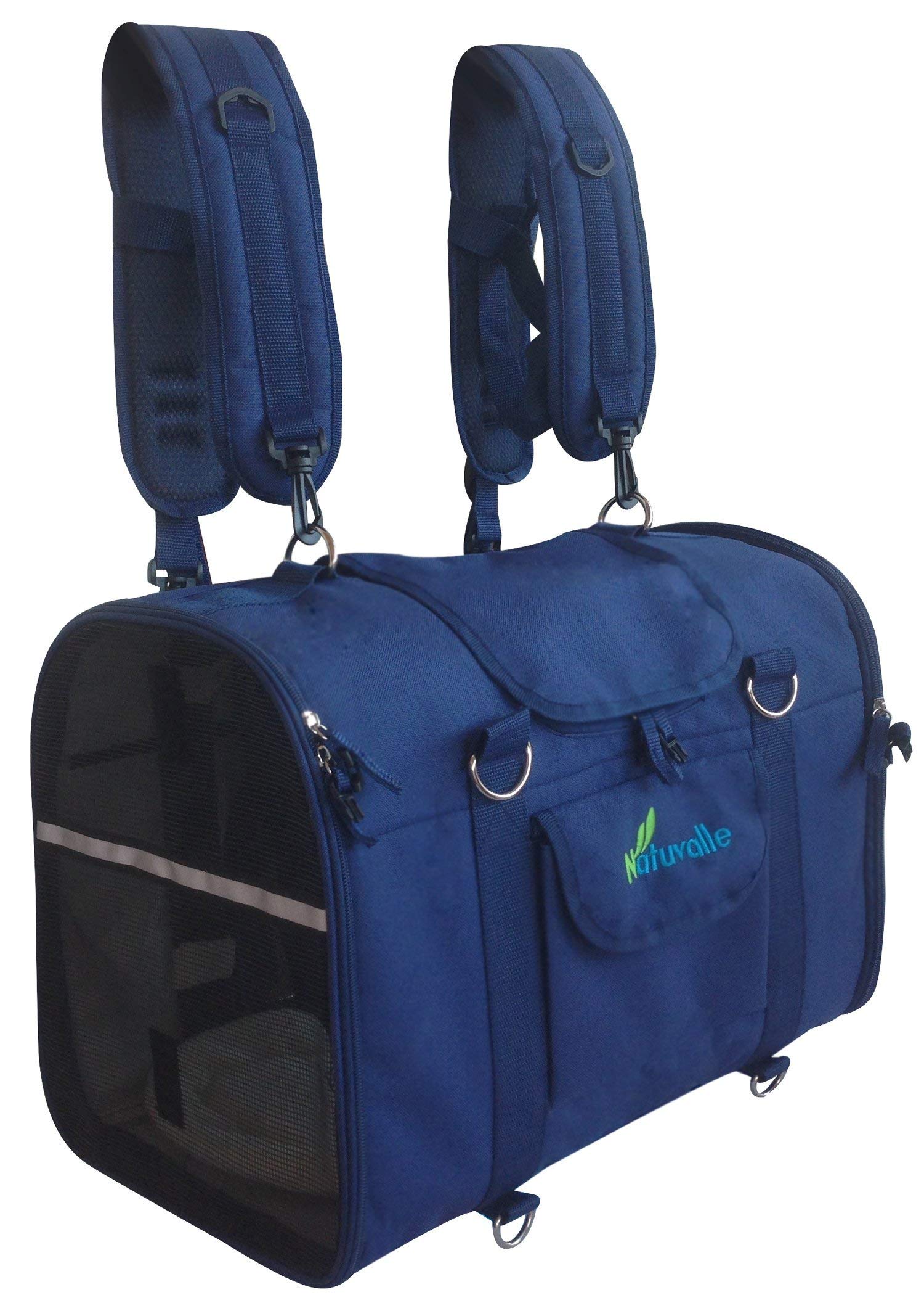 6-in-1 STURDY Airline Approved Pet Carrier Backpack, Front Pack, Shoulder Bag, Hand Bag, Soft-Sided Carrier, Pet Travel Carrier by Natuvalle Ltd