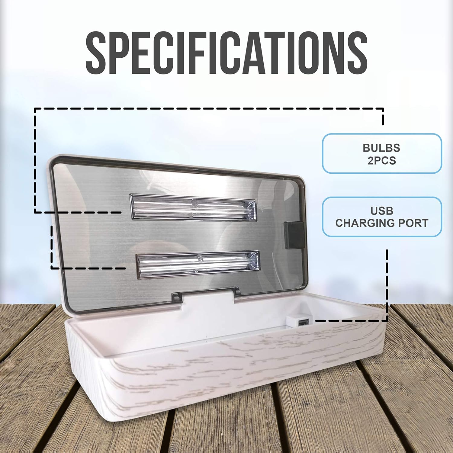 JJ CARE UV Light Sanitizer Box, UV Phone Sanitizer Box, Multipurpose UV Disinfection Box for Home Use, Spa, Salon, Clinics, Office - Wood White: Health & Personal Care