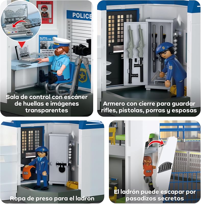 | Heróis de Ação | Esquadra de Polícia | Brinquedo da Polícia | Brinquedo de aventura para idades dos 4 anos em diante | Incentivar o Role-Play e a Criatividade | com Figuras e Acessórios | 71873