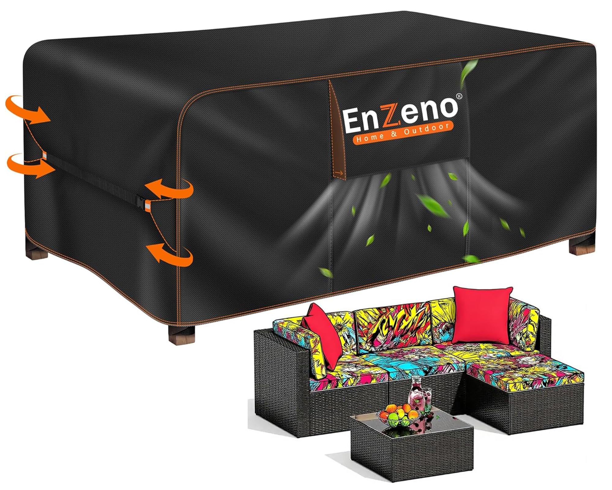 Outdoor Garden Furniture Covers Waterproof with Air Vent, 210X110cm, Patio Furniture Cover for outside Rectangle/Rectangular Table and Chair Set, rattan furniture set,Heavy Duty Oxford Fabric