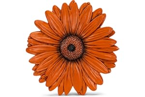 NAT AND JULES NAT & Jules Gerbera Daisy Flower Shaped Dimensional Indoor Outdoor 12 inch Cast Resin Decorative Garden Stepping Stone, Patio, Walkway Sculpture Yard Art, Orange