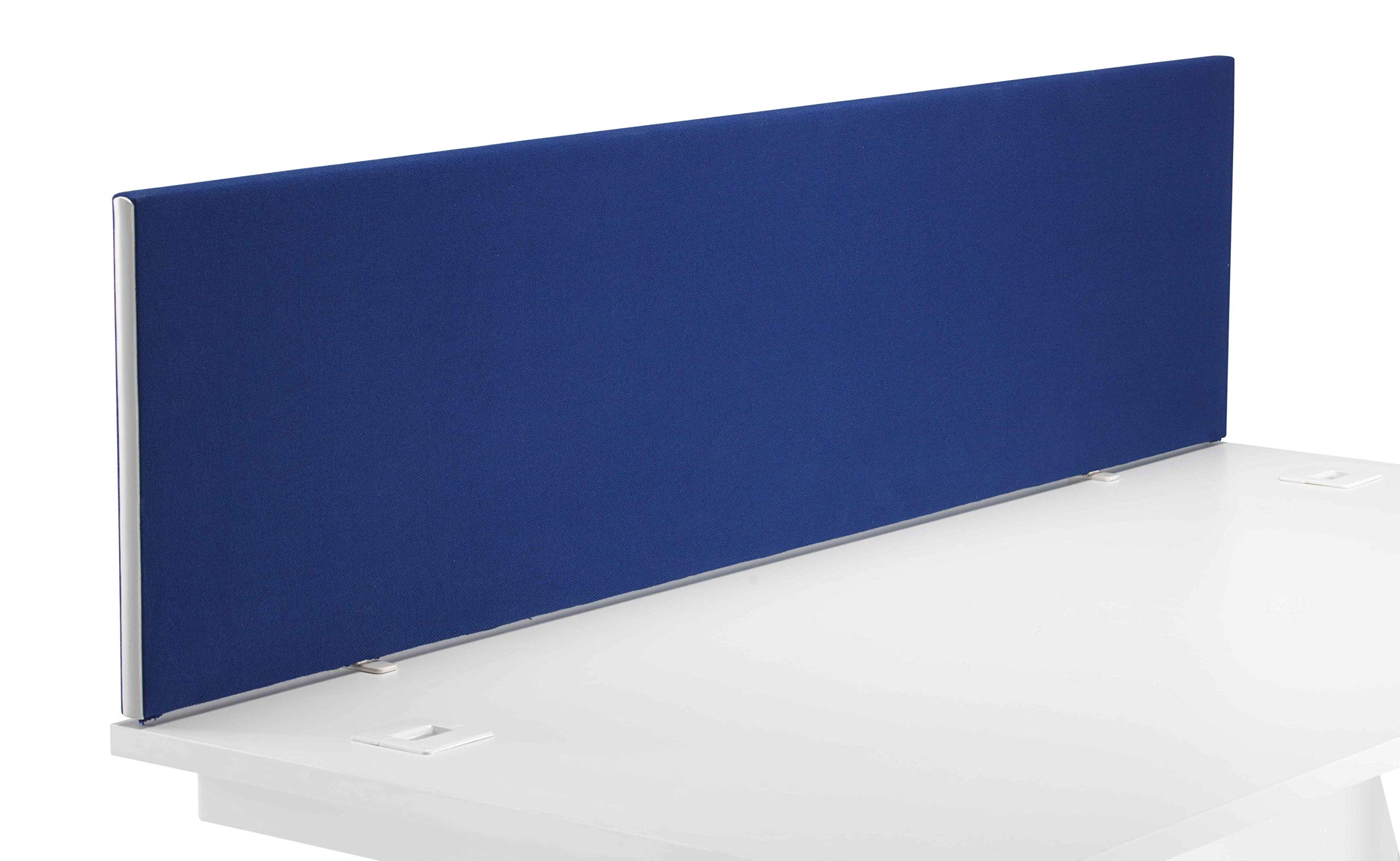Office Hippo Upholstered Desktop Office Screen, G-Clamp Included, Fire-Retardant, Blue, 180 x 3 x 40 cm