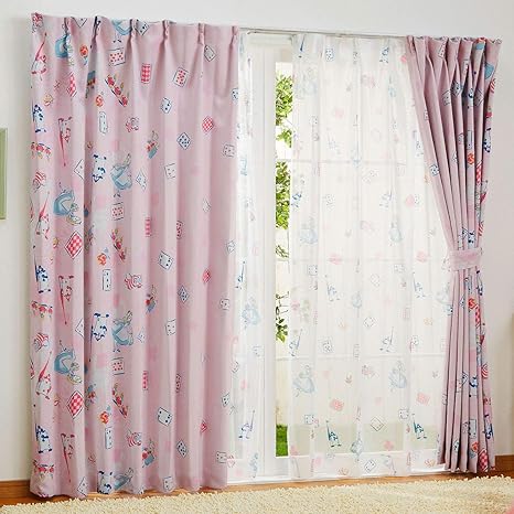 Amazon Co Jp Disney ディズニー アリス 2級 遮光 遮熱 遮光カーテン2枚セット 幅100 135cm丈 Sb 523 D ホーム キッチン