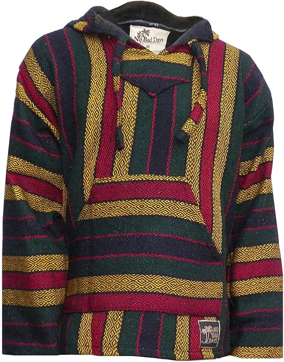 2XL Baja Hoodie Mexican Poncho Pullover Rasta XXL fits