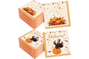 DIUEOLY Thanksgiving Napkins Disposable, 50 Pcs Thanksgiving Paper Napkins, Fall Thanksgivings Dinner Cocktail Napkin, Disposable Decorative Autumn Napkin for Friendsgiving Party Decorations(6.5 * 6.5)