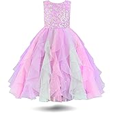U-Sen-Tree Girls Easter Dress for Spring Lace Tulle Mesh Dress Flower Girls Party Dance Dress for Little Girls