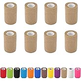 8 Pack Self Adhesive Bandage Wrap, 3 in x 5 Yards Non-Woven Self Adherent Cohesive Bandage, Vet Wrap Wound Tape for Thumb Finger Wrist Knee Ankle, Skin