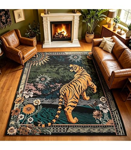 Amazon.com: Zentavio Tiger Area Rug 3x5, Vintage Safari Animal