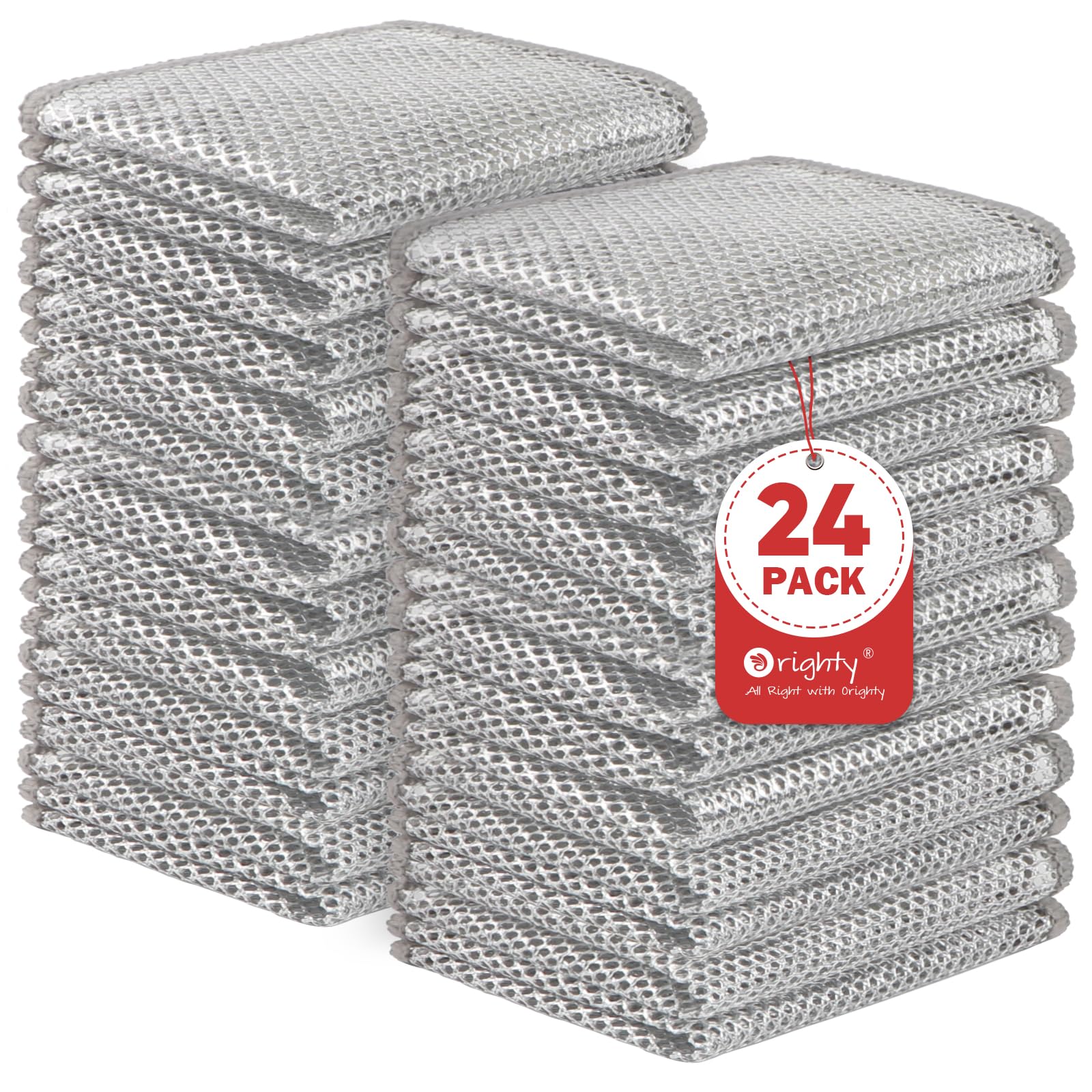 Photo 1 of Orighty 24 Pcs Multipurpose Wire Dishwashing Rag, Non-Scratch Wire Dish Cleaning Cloths for Wet and Dry, Reusable Steel Scrubber for Kitchen, Powerful Dishcloth Rag for Cookware, Dish, Stove-7"x8"